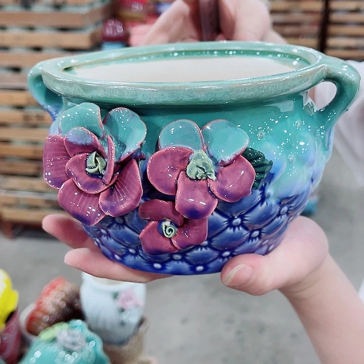 有孔，凑10元包邮陶瓷花盆发货！