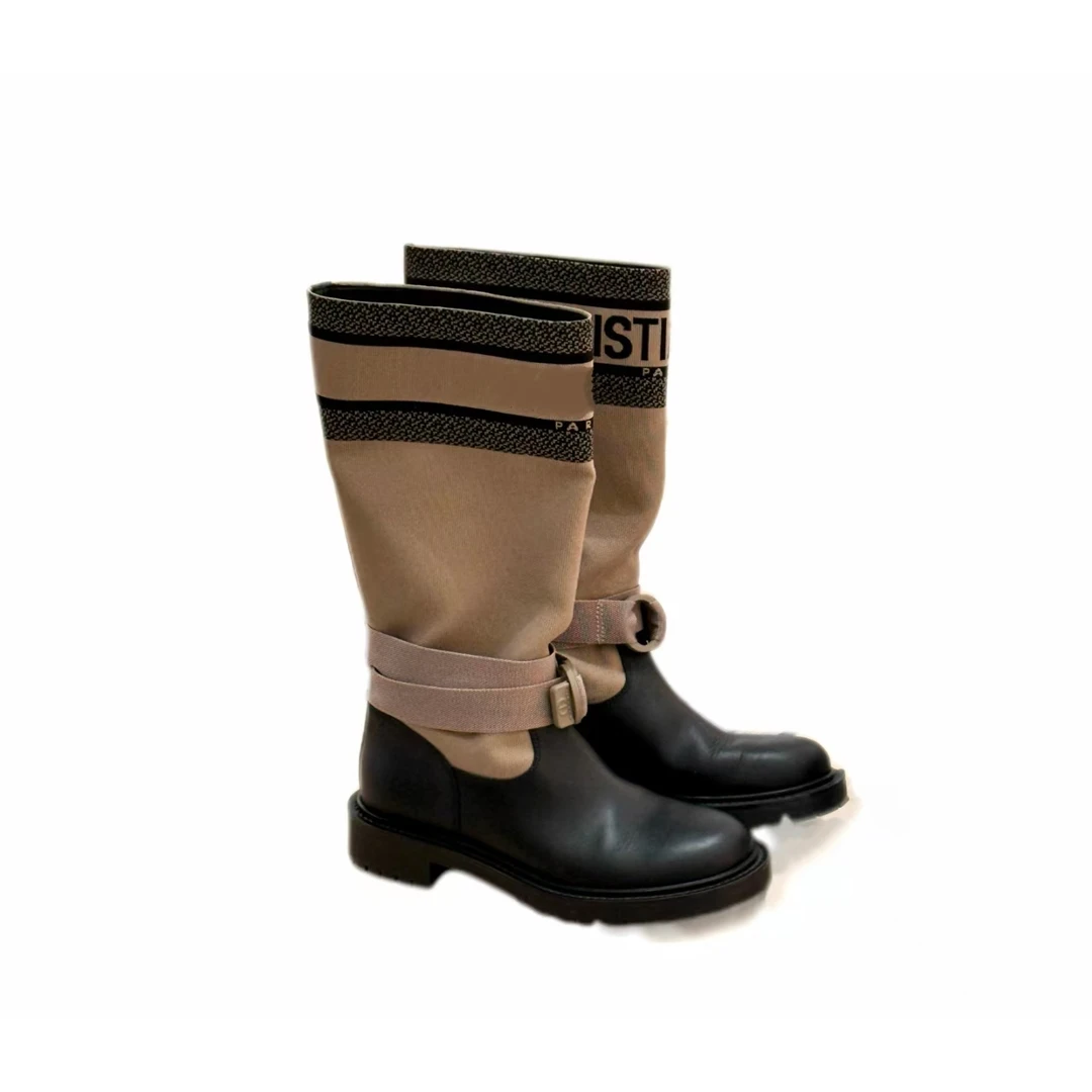 MCLD款花纹中筒欧美风中跟女通用马丁靴冬季时尚沙丘废土风