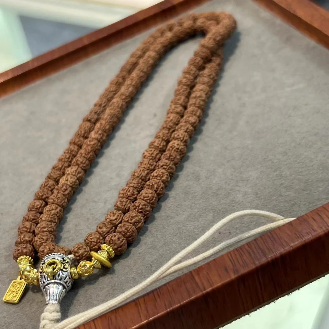 金刚菩提原生态一代盘龙108长串6-8mm左右+配饰+钢丝刷