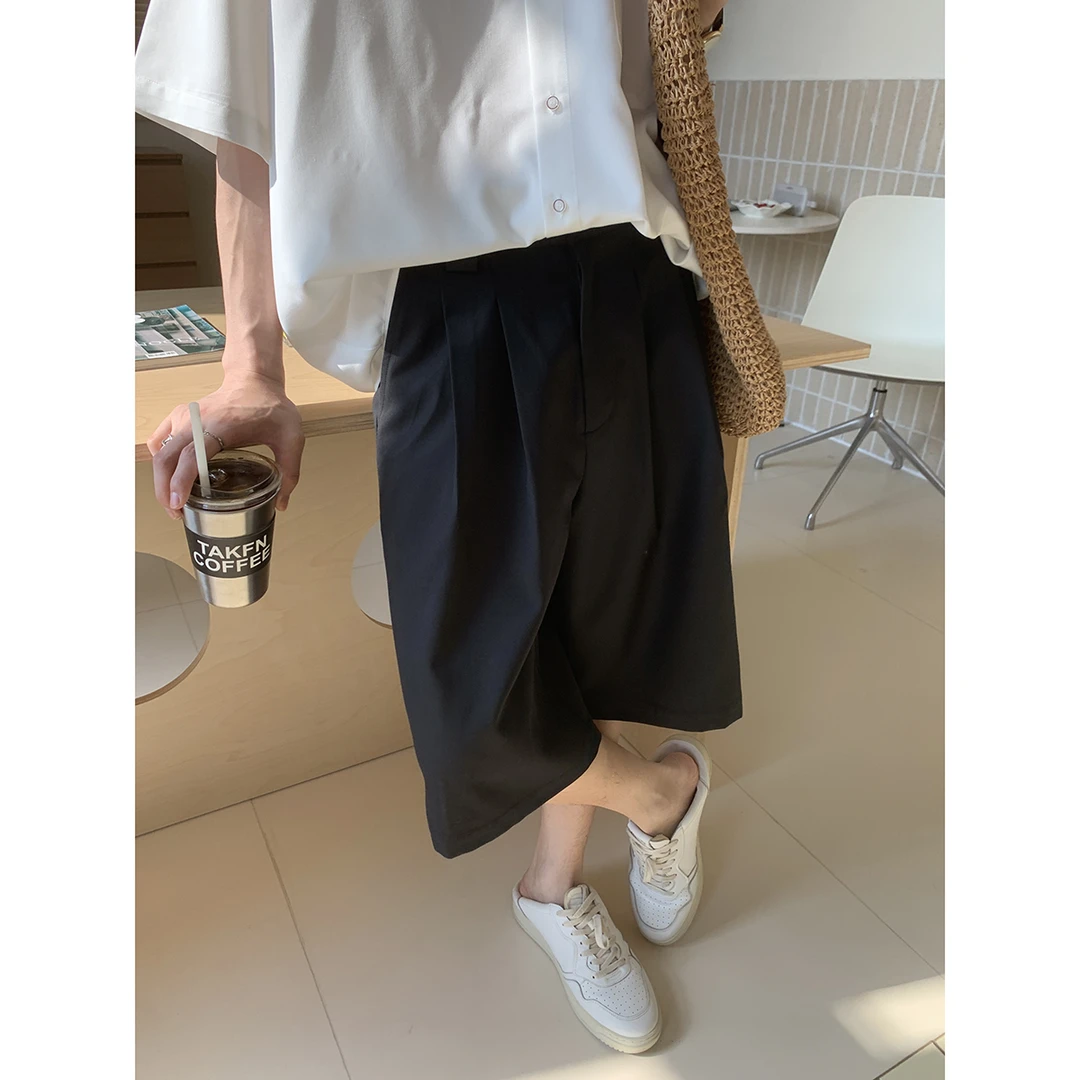 白口阳【午夜地平线】夏季新款超宽松短裤男学院风阔腿休闲裤KK625