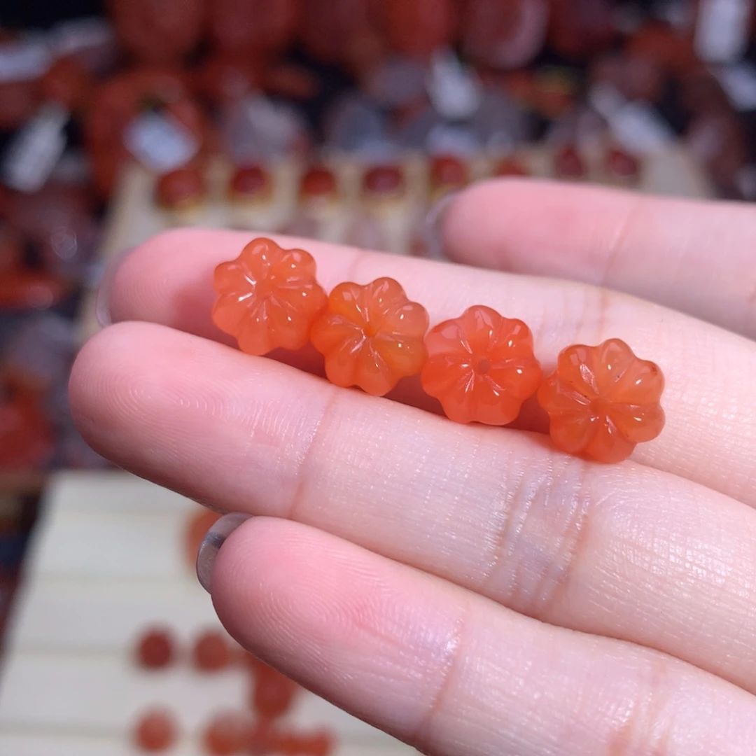 蕾***南红玛瑙未镶嵌珠宝半成品南瓜珠