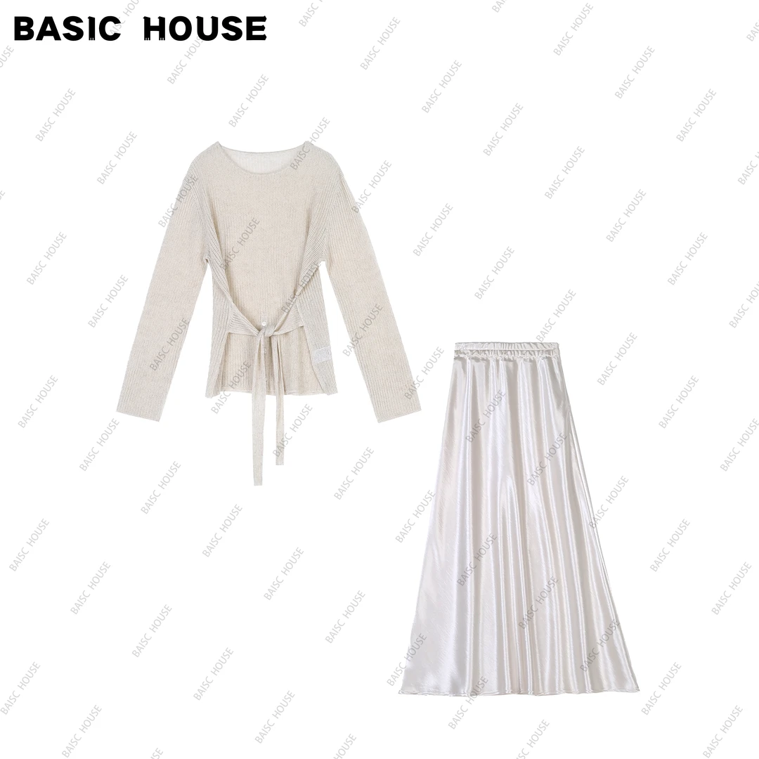 Basic House/百家好【亚麻絮语】25年春夏新时尚气质亚麻针织两件套