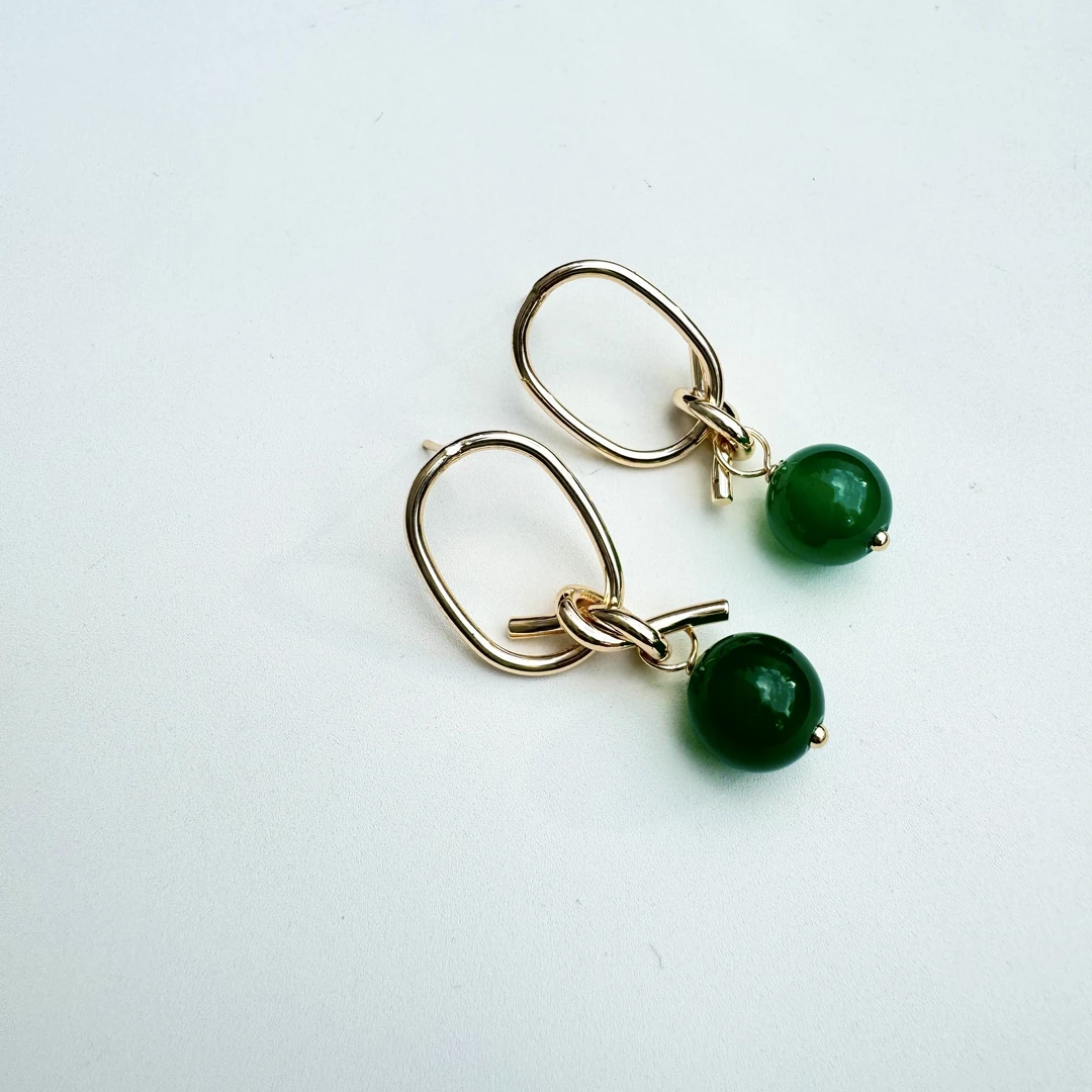 【春和景明】10MM绿玛瑙耳环 治愈 成长 生命力