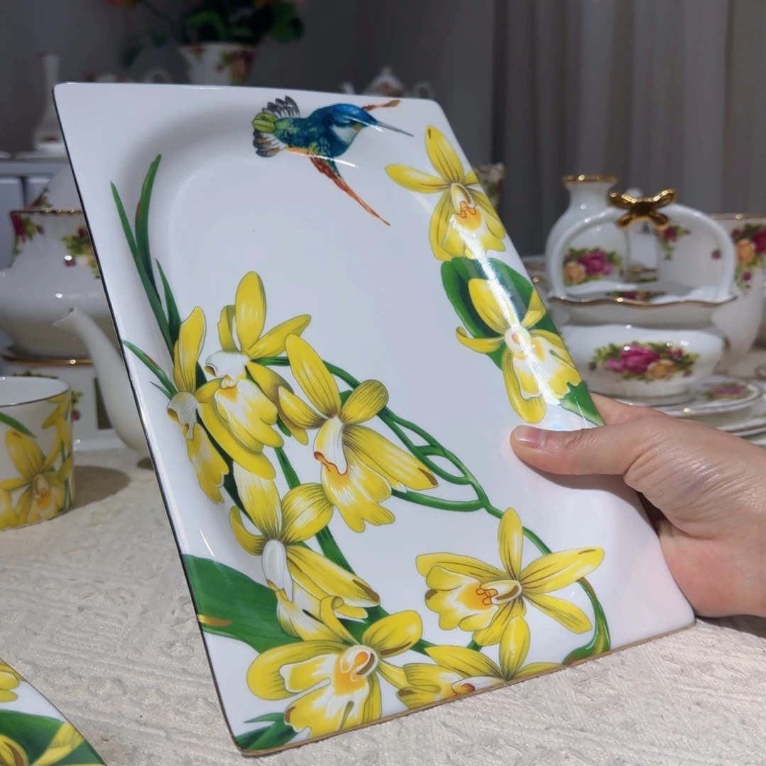 36%以上骨粉骨瓷兰花蜜语11寸长方盘