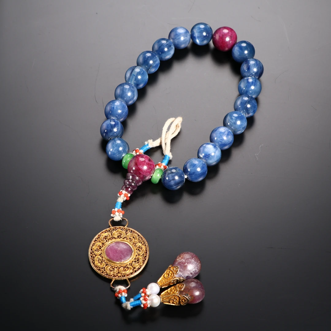 《博古文物》- 蓝晶石十八子手串-TH-250216