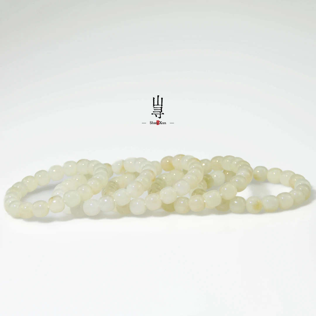 天然新疆和田玉且末料蜂蜜水老型手串10mm（多样性发其一）