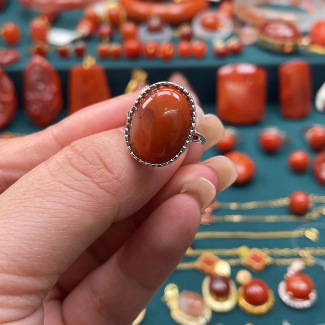 南红玛瑙开播福利川料南红戒指未镶嵌