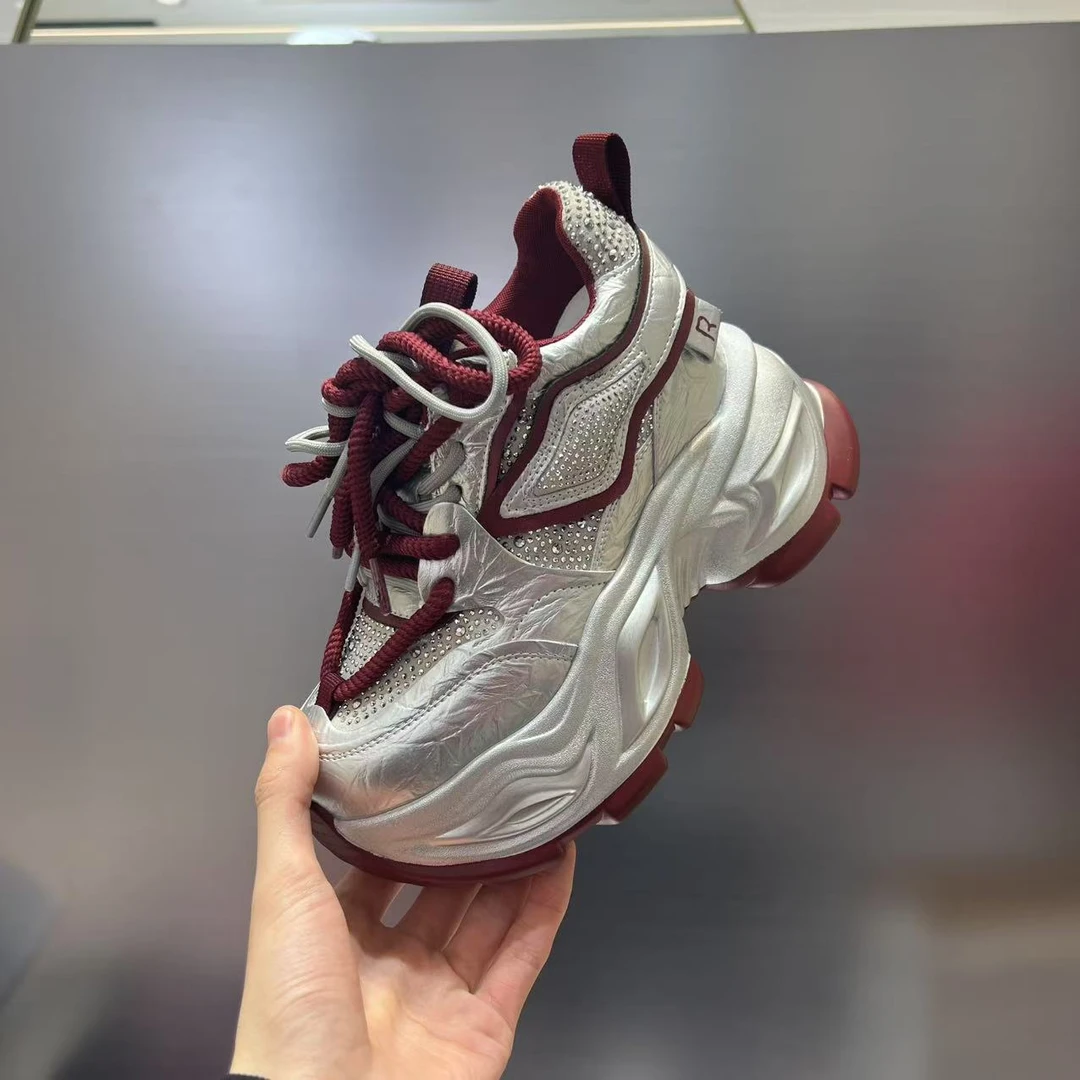 欧货机车厚底老爹鞋2025新款春季烫钻百搭舒适运动休闲爆款鞋