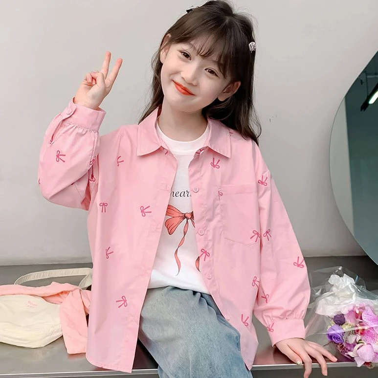 女童秋装外套新款薄款童装小女孩秋季衬衣开衫儿童春秋款衬衫