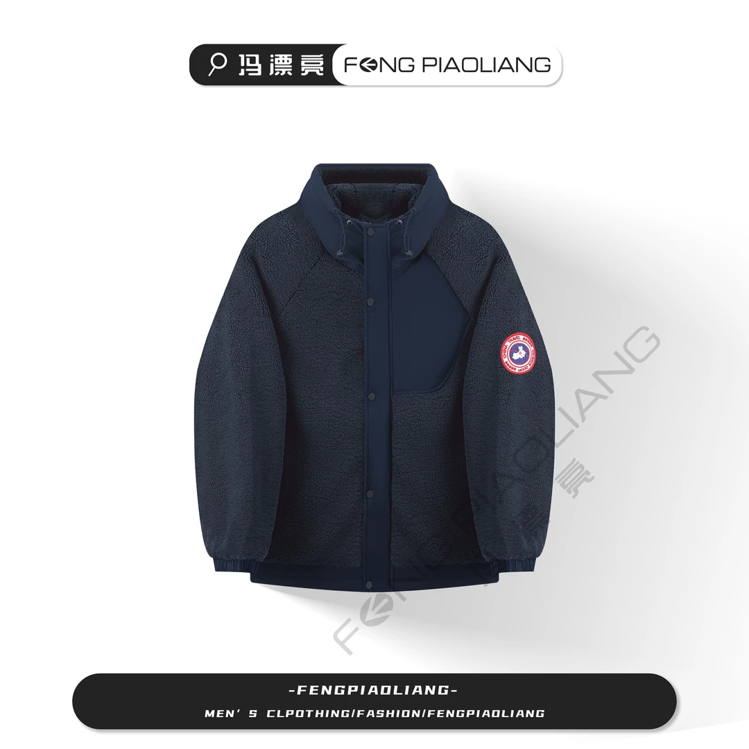 蓝【冬日糯糯摇粒绒棉衣外套】31100秋冬时尚保暖高级潮流休闲款