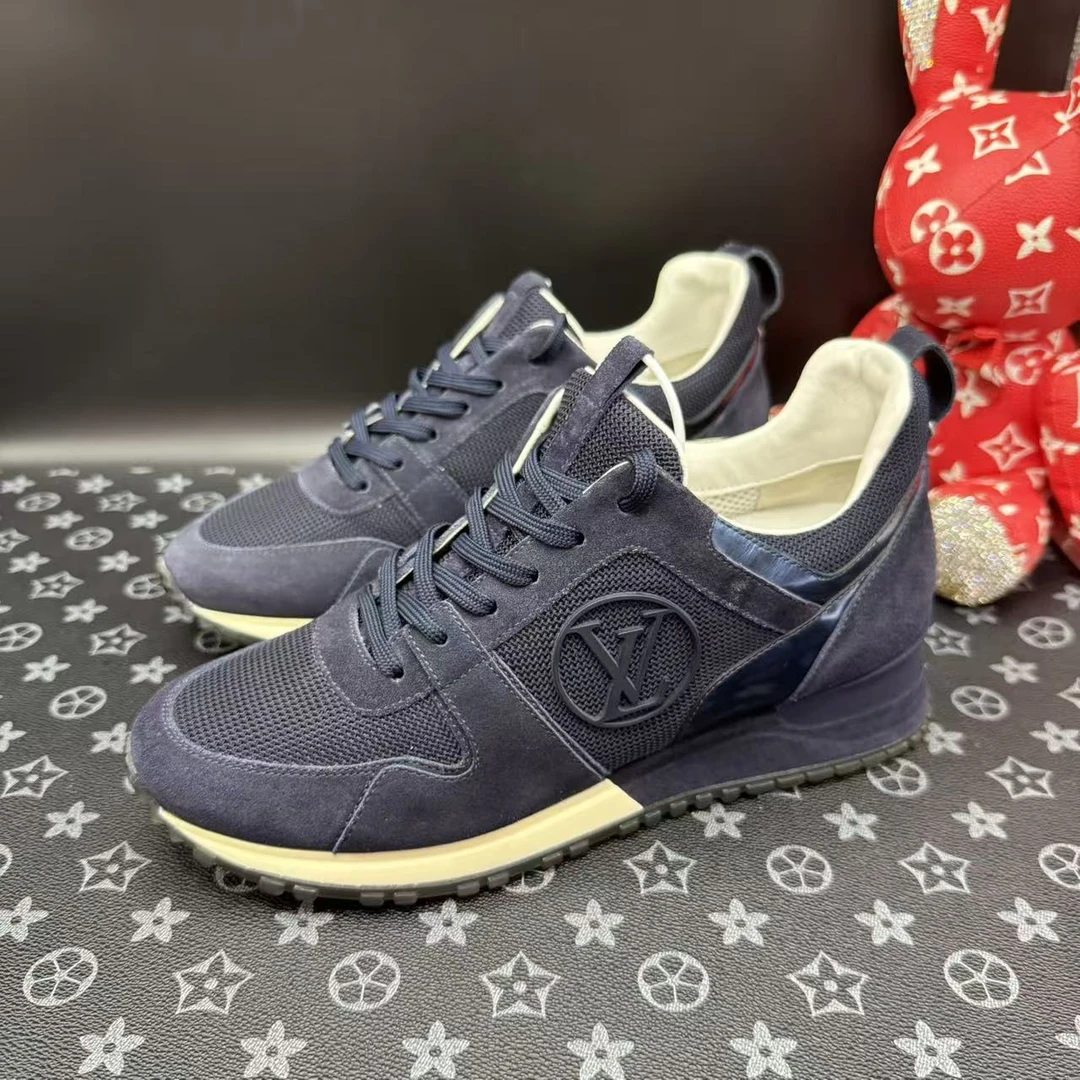 99新 GUCCI/古驰 深蓝麂皮网面运动鞋38欧码 kke548