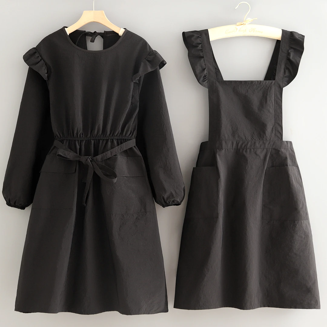 防泼水公主裙长袖围裙家用厨房做饭外穿罩衣餐饮专用护衣定制印字