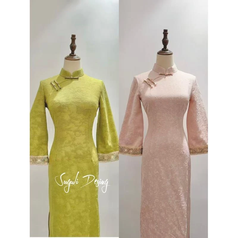 苏故里【云锦瑶台】秋款少女气质玫瑰提花旗袍日常旗袍单层衣长120