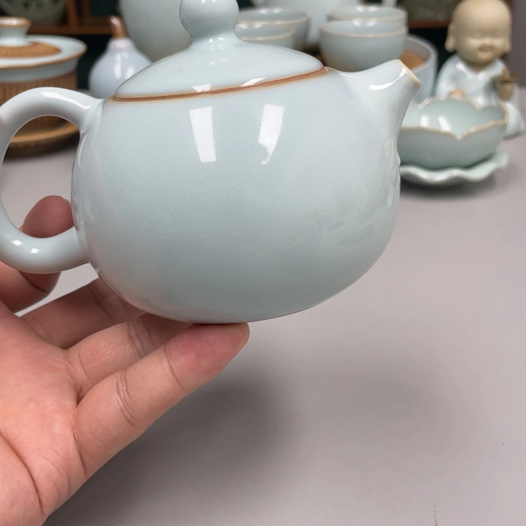 子***客瓷天青色瑕张君老师西施壶