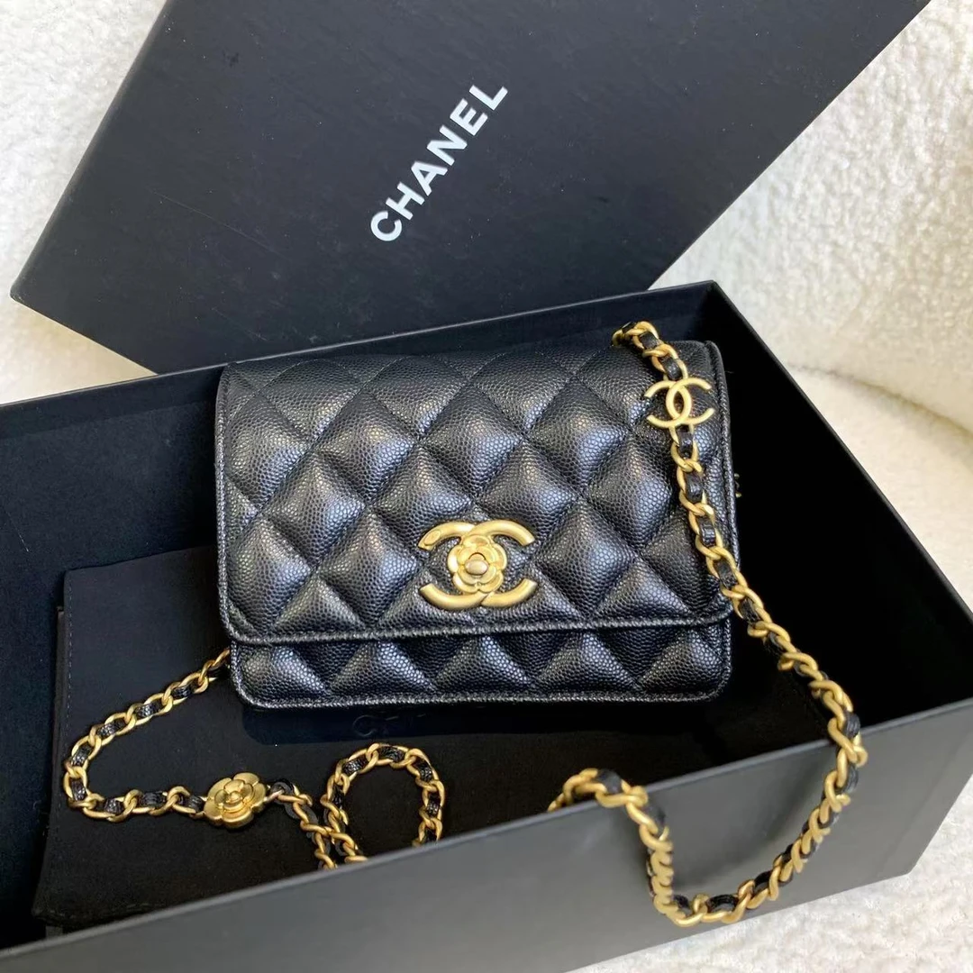 99新 Chanel/香奈儿 壹臻/23k黑金山茶花mini woc/25529637