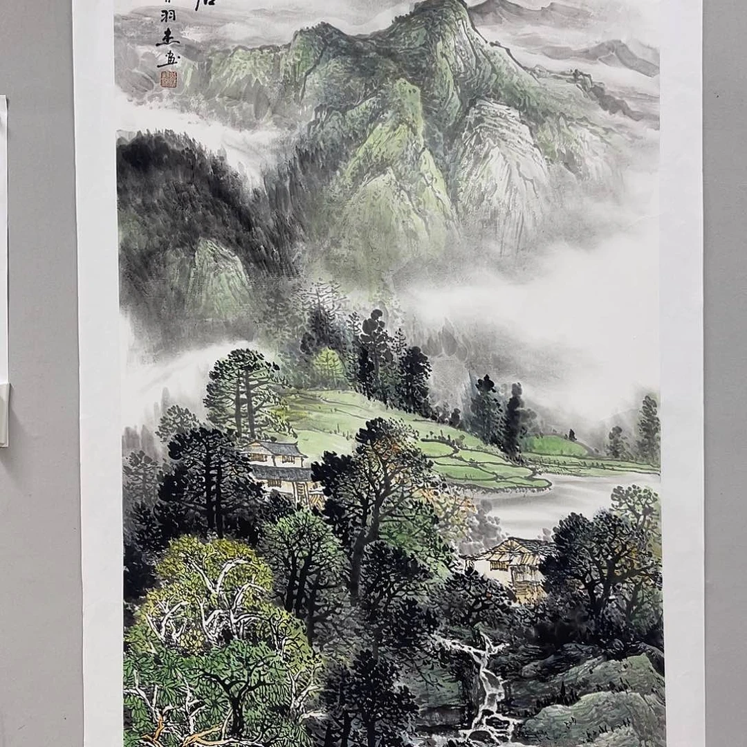 国画梁羽杰140/70青绿山水
