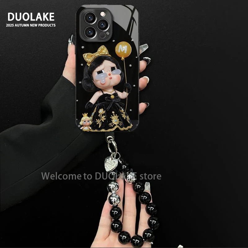 可爱哭娃适用苹果vivo华为oppo小米iPhone17电镀玻璃防摔手机壳女