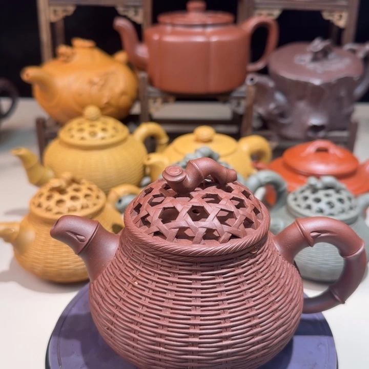 花***山紫砂茶壶原矿底槽清竹编潘壶