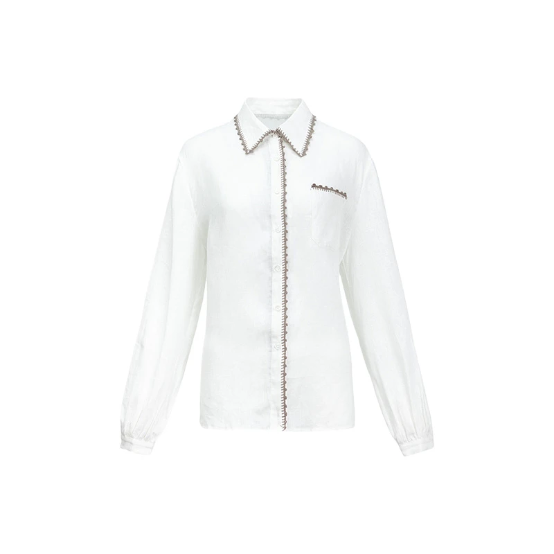 THE EASE【雨露麻衬衫】舒适派手工钩花精致小众全麻衬衫/CS26065