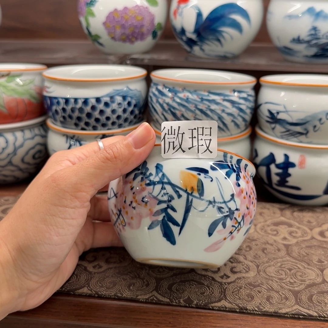 釉下手绘茶具微瑕