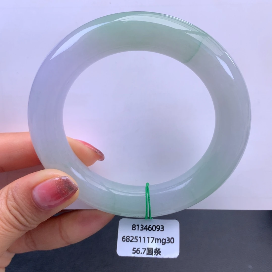 翡翠未镶嵌手镯甜绿胖圆手镯