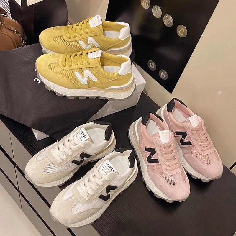 厚底运动鞋女2025夏季新款百搭薄款透气网面休闲阿甘鞋复古老爹鞋