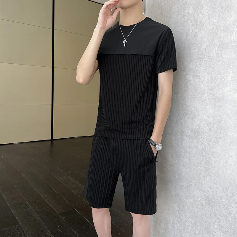 青春休闲运动套装高档男士透气简约时尚百搭夏季薄款潮流帅气套装