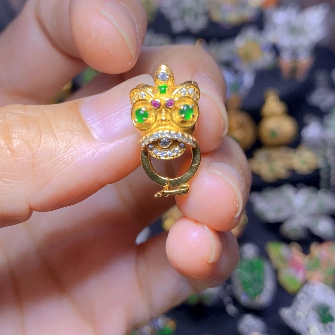 翡翠银S925镀金镶嵌套链天然资源