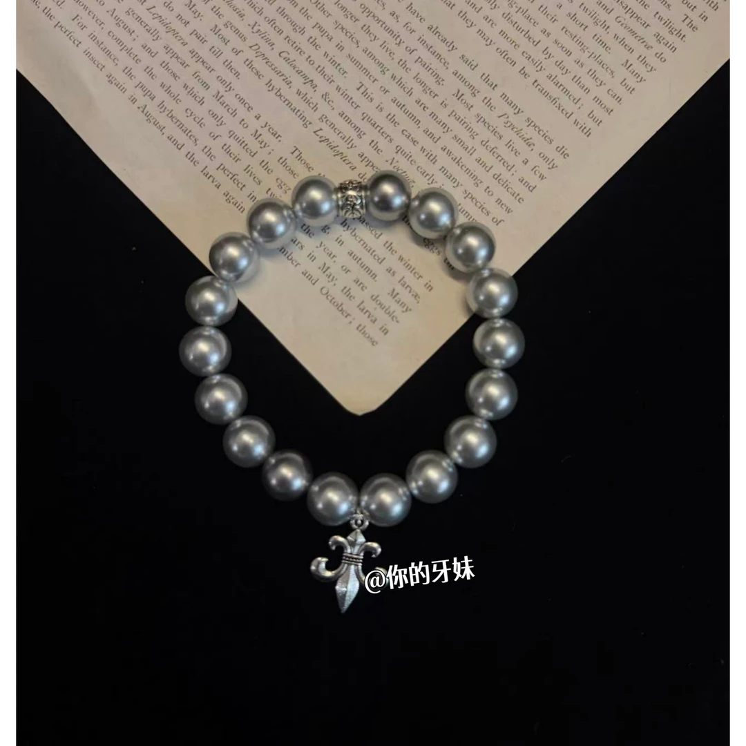 合金手链 灰珠鸢尾花手串SL401百搭轻奢气质复古时尚