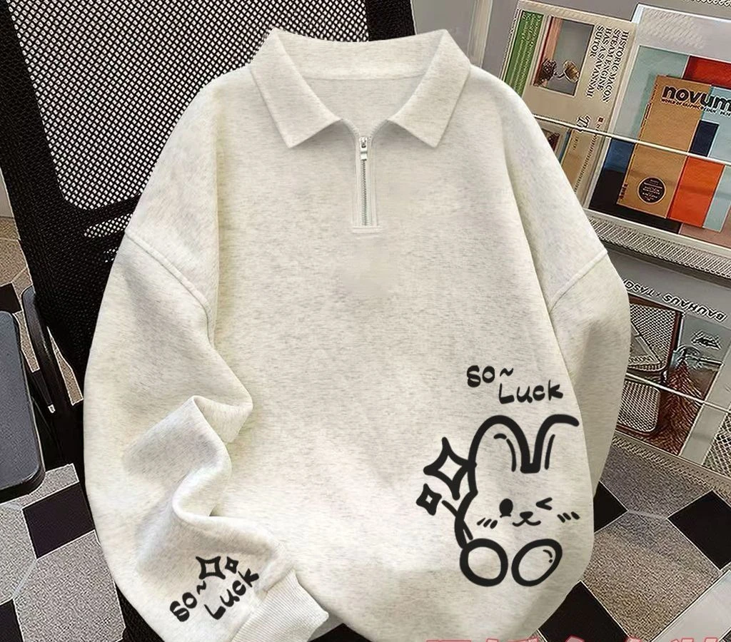 美式polo领卫衣女装2025新款秋冬季设计感宽松百搭显瘦学院风上衣