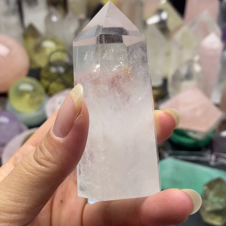 水晶珠宝半成品合金105白水晶柱