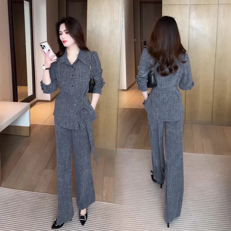 春装休闲套装2025年新款时尚洋气质春秋阔腿裤职业女装时髦两件套