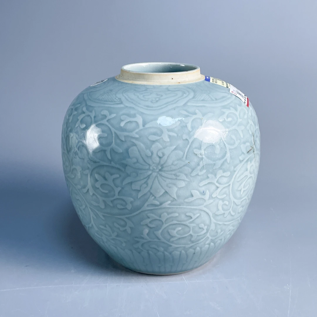 清光绪冬青釉模印缠枝花卉纹罐-M25LH008808-03