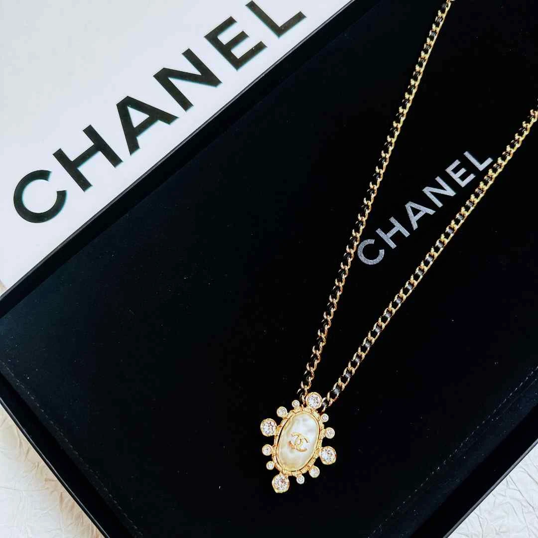 95新 Chanel/香奈儿 柚礼中古/香奈儿皮穿椭圆珍珠项链LZ501253