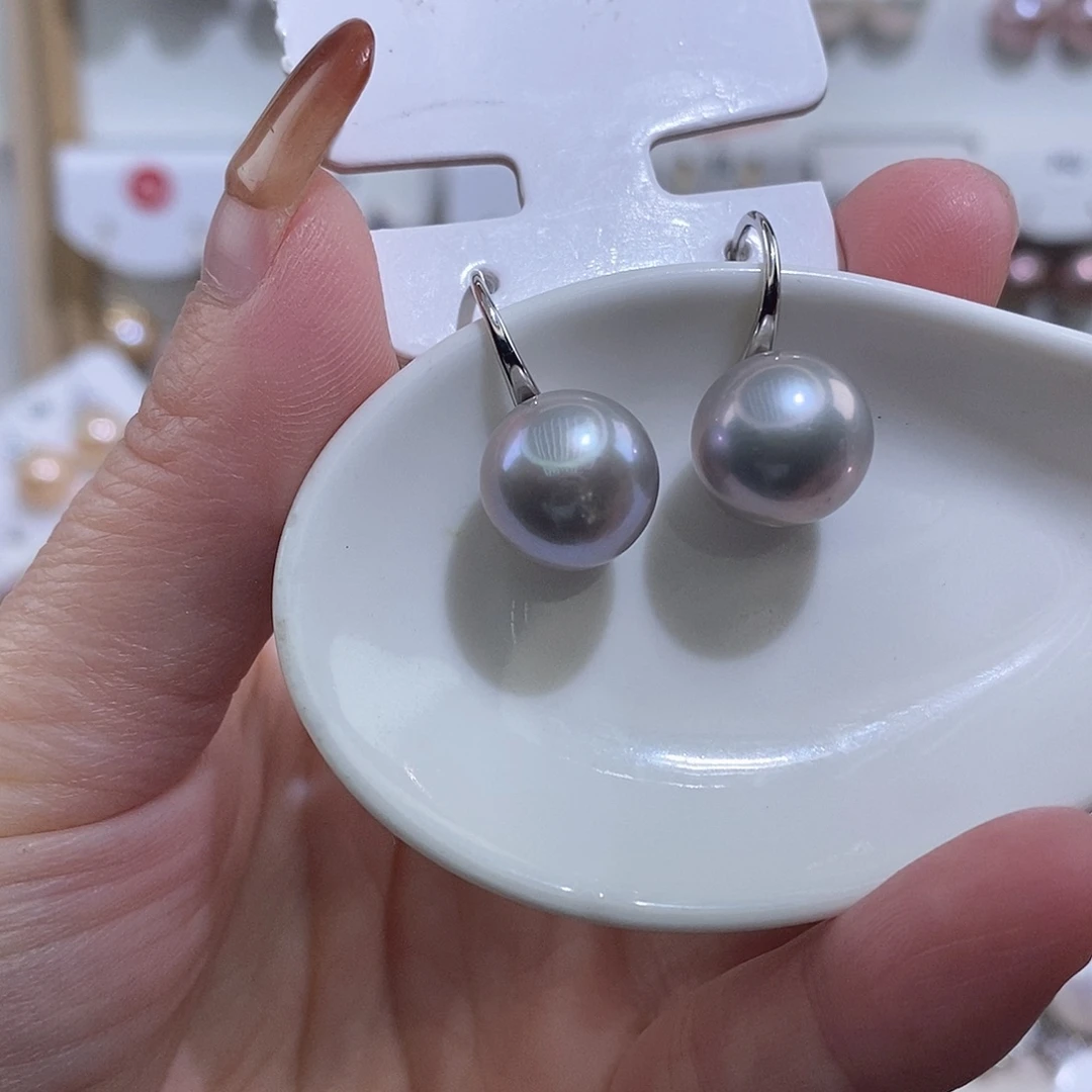 淡水珍珠银S925镶嵌耳饰w11.7