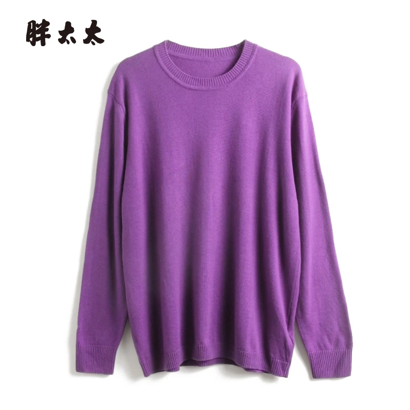 胖太太大码女装秋冬新品圆领纯色宽松圆百搭毛衫针织衫423321710