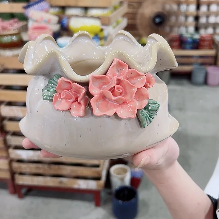 有孔.凑满10元发货多肉陶瓷花盆！