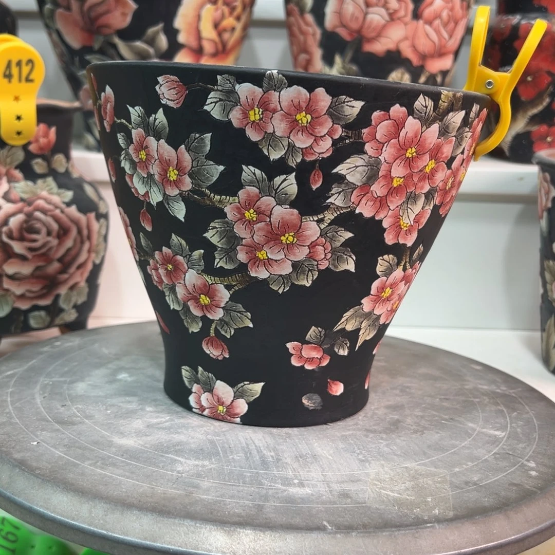 花盆紫砂手绘花盆96