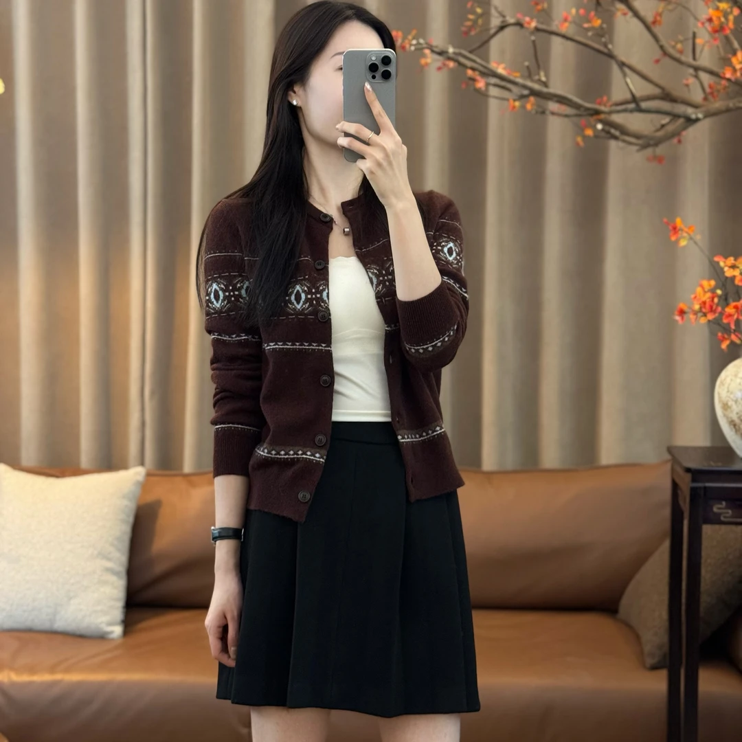 MOL CHIC"落霞"25秋冬牦牛绒针织衫女费尔岛羊毛衫莫兰M251020-2