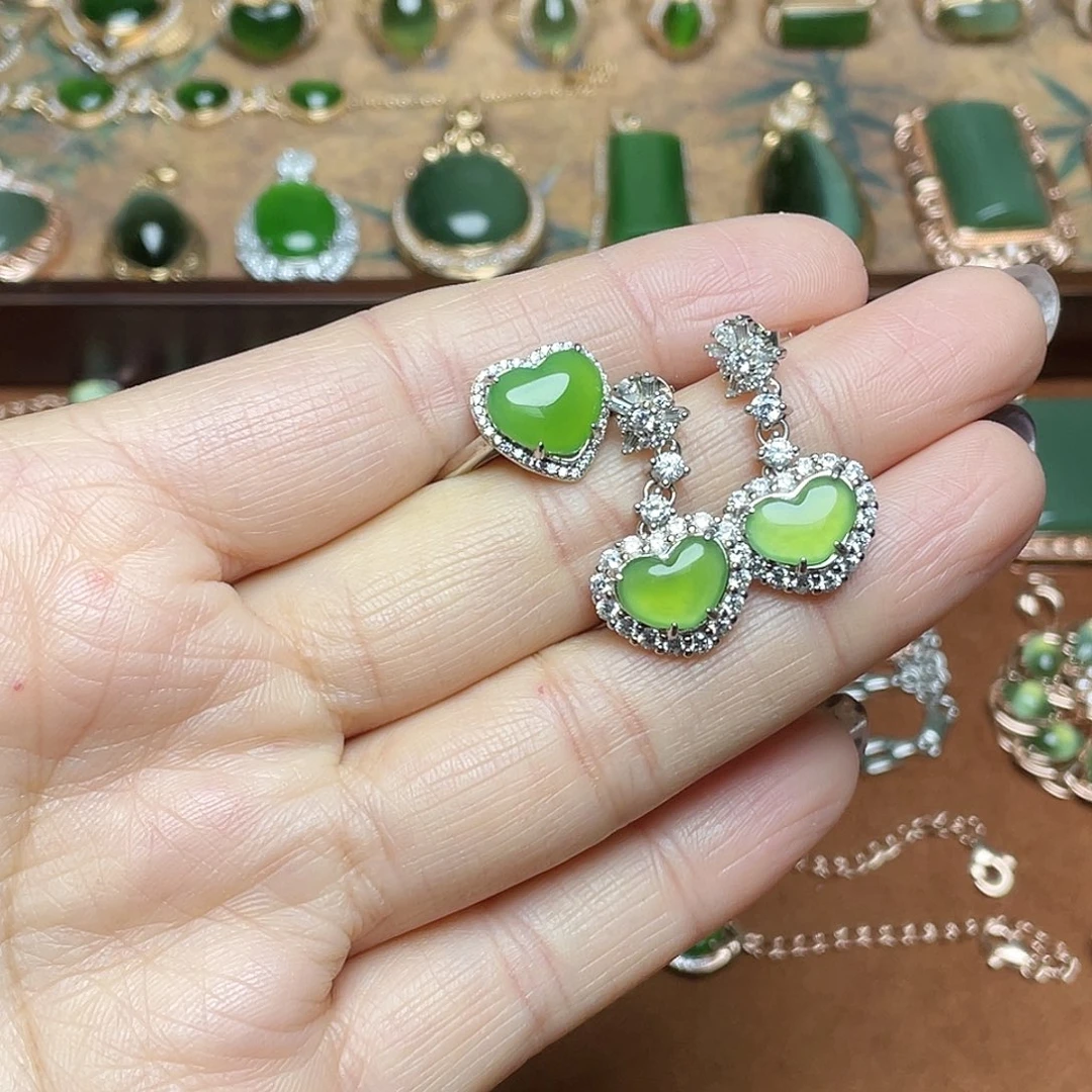 和田玉（碧玉）银S925镶嵌吊坠(不含链)