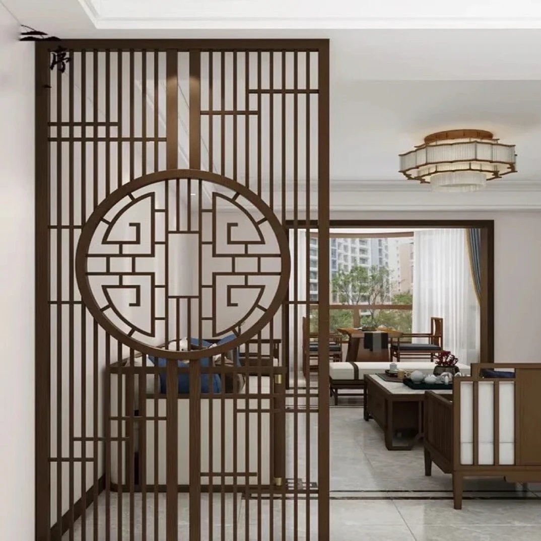 铝合金屏风花格办公室餐馆茶楼酒店轻奢客厅隔断墙玄关屏风定制