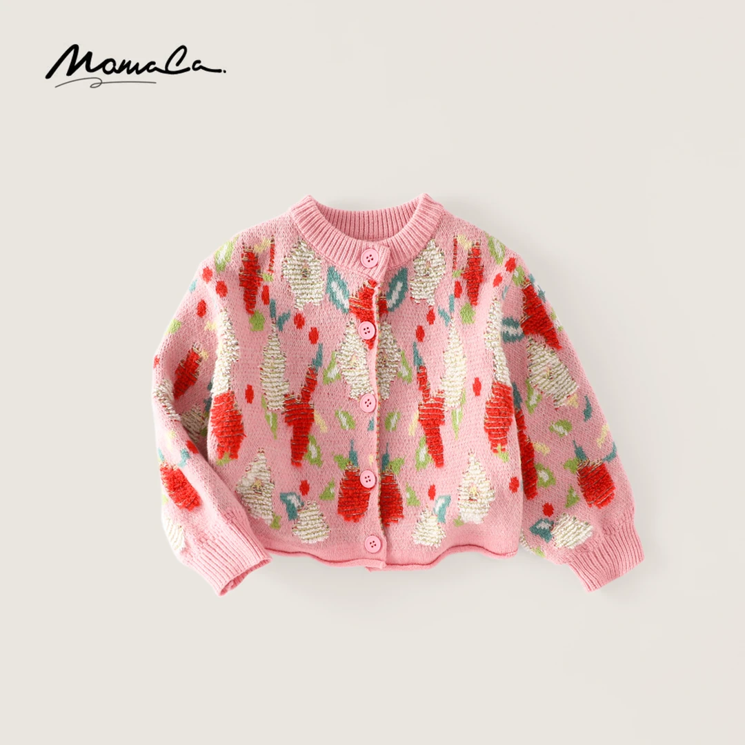 MOMOCO2025春季新款女童甜美可爱繁花毛衣开衫77520112001