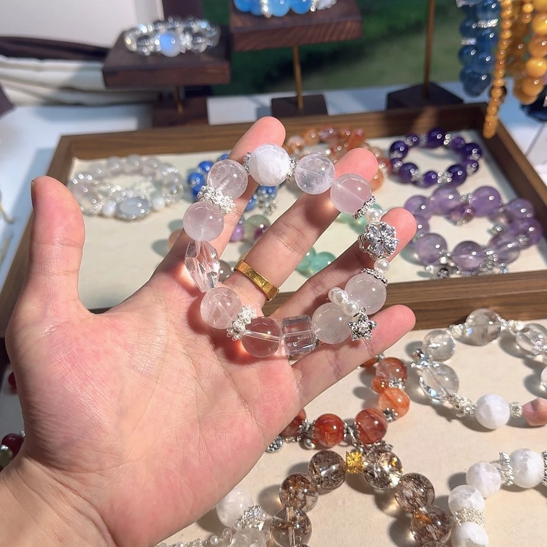 未镶嵌水晶手链白幽灵白水晶雪花方糖