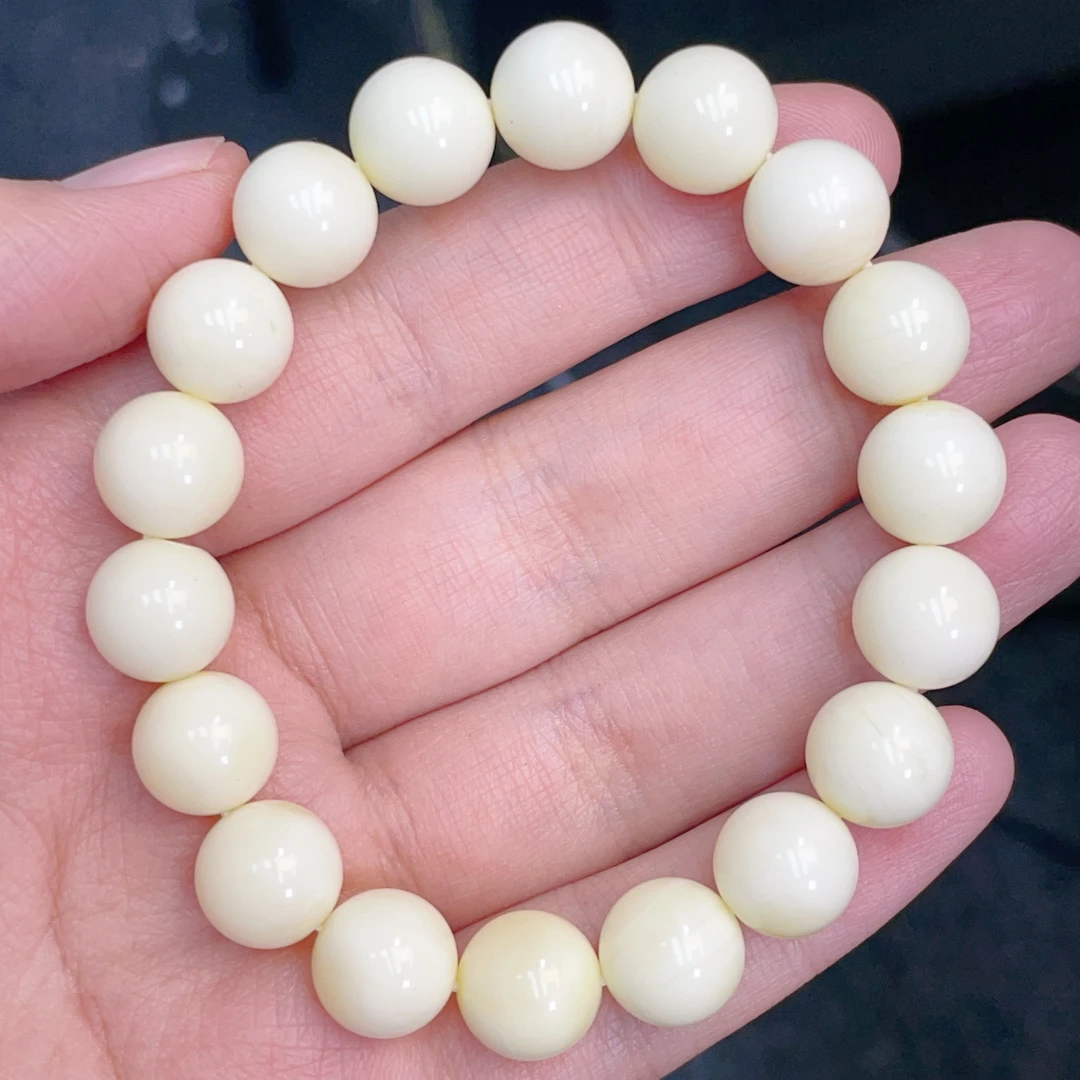 白蜡白蜜瓷白10➕蜜蜡圆珠手串