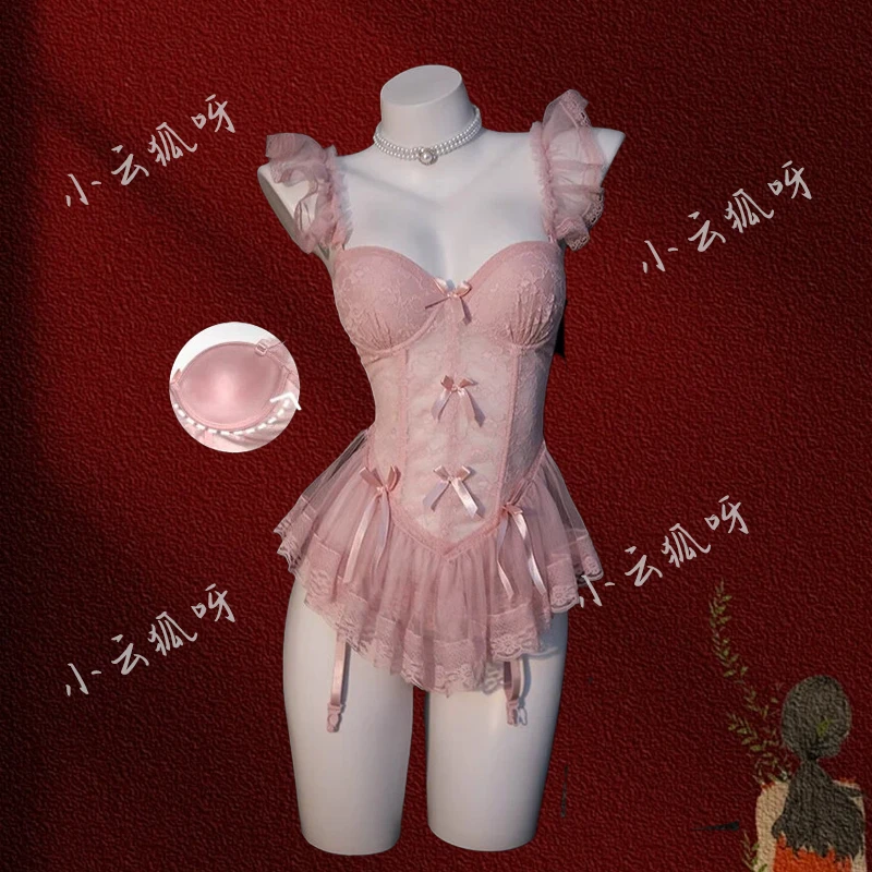 法式宫廷风（80-130斤）性感蕾丝镂空吊带钢托胸垫马甲022