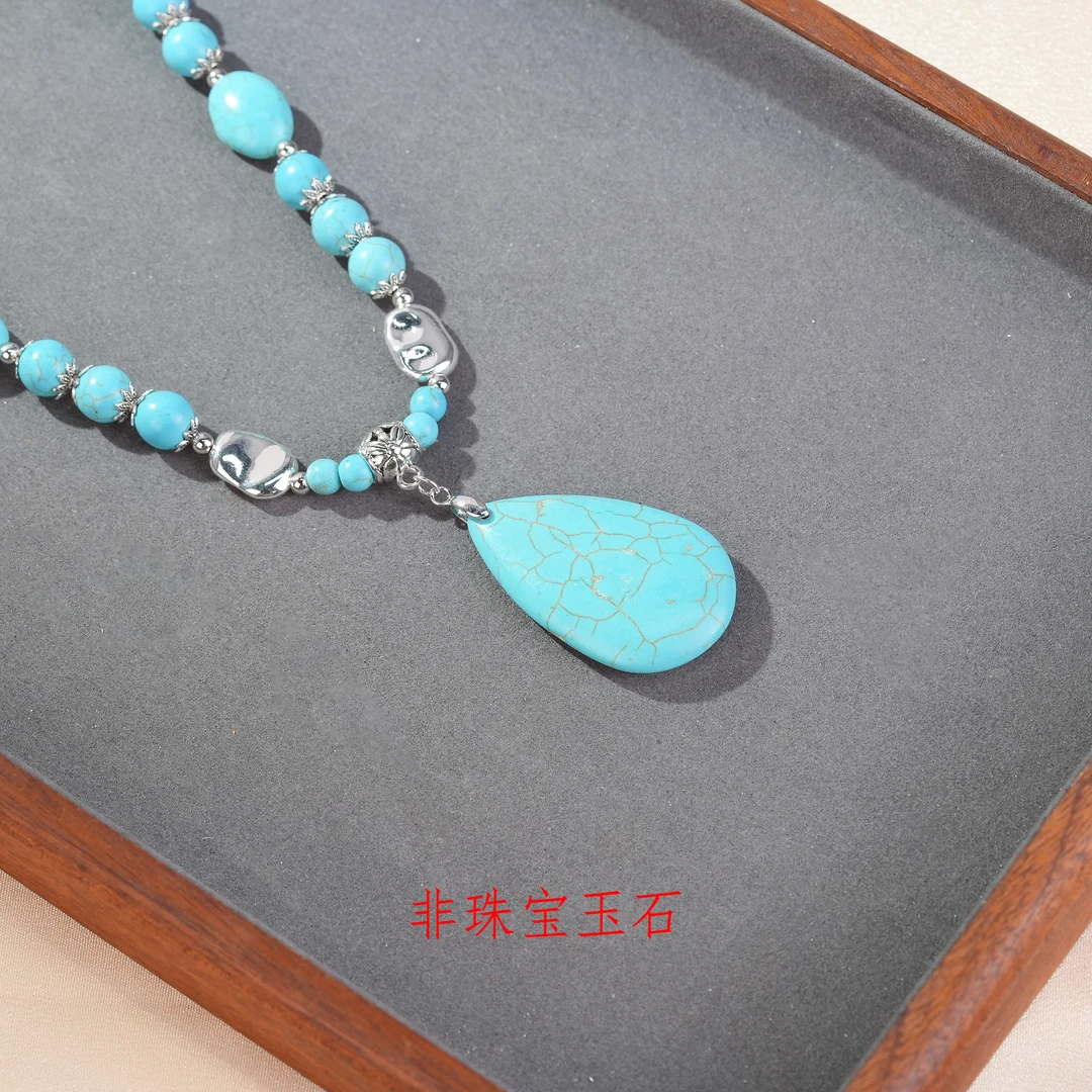 铜合金树脂项链 时尚轻奢大气女士项链链子配饰蓝色饰品长款-7204