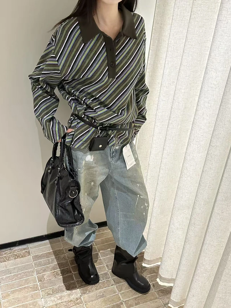IN OASIS 泼墨脏脏牛仔裤小众设计感7096