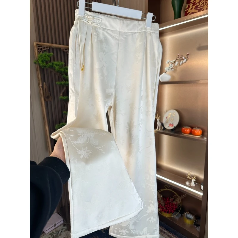 【晴空】冬季中式缎面优雅百搭加绒阔腿裤2025D0962-芙姿FZ-园园