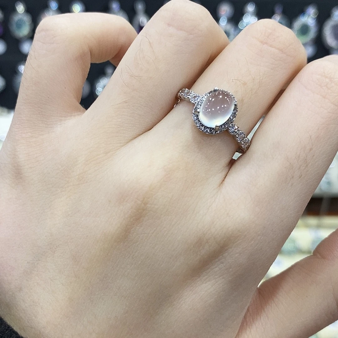 蛇纹石玉银S925镶嵌戒指