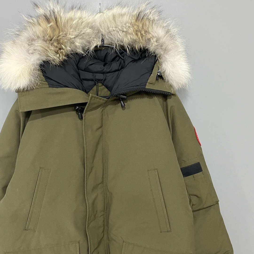 99新 CANADA GOOSE 军绿色飞行员毛领羽绒服/Ｍ码/50443